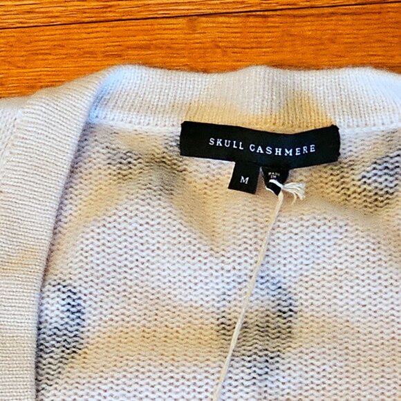 NWT Skull Cashmere Chalk  Charcoal Button Down Cardigan Sweater MEDIUM $480 - Picture 5 of 6